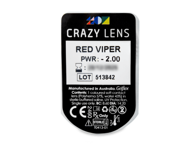 CRAZY LENS - Red Viper - dioptrické jednodenné (2 šošovky) - Vzhľad blistra so šošovkou