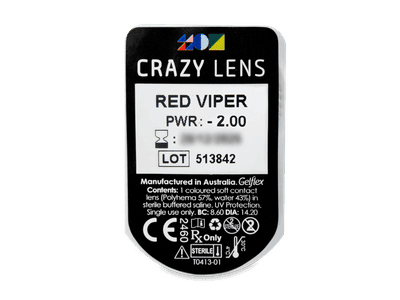 CRAZY LENS - Red Viper - dioptrické jednodenné (2 šošovky) - Vzhľad blistra so šošovkou