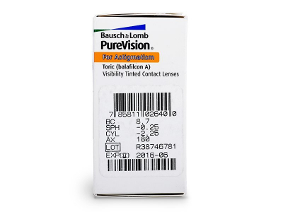 PureVision Toric (6 šošoviek) - Náhľad parametrov šošoviek
