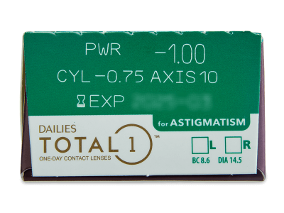 Dailies TOTAL1 for Astigmatism (90 šošoviek) - Náhľad parametrov šošoviek