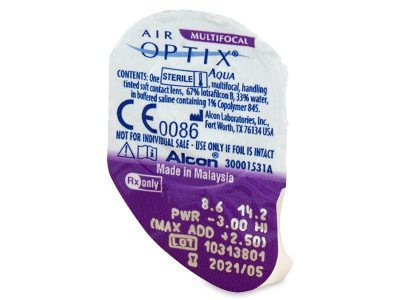 Air Optix Aqua Multifocal (3 šošovky) - Vzhľad blistra so šošovkou
