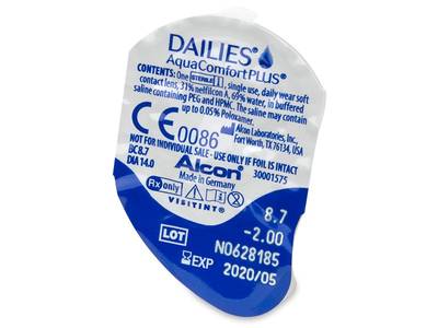 Dailies AquaComfort Plus (30 šošoviek) - Vzhľad blistra so šošovkou