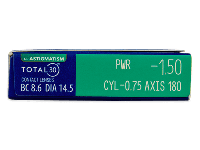 TOTAL30 for Astigmatism (6 šošoviek) - Náhľad parametrov šošoviek