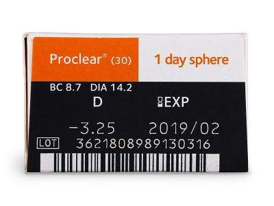 Proclear 1 Day (30 šošoviek) - Náhľad parametrov šošoviek