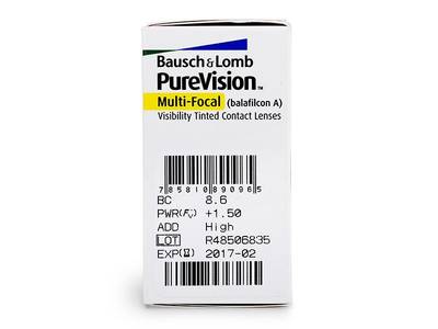 PureVision Multi-Focal (6 šošoviek) - Náhľad parametrov šošoviek