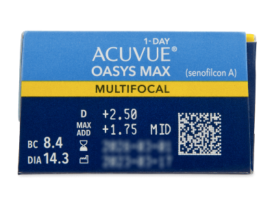 Acuvue Oasys Max 1-Day Multifocal (30 šošoviek) - Náhľad parametrov šošoviek