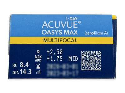 Acuvue Oasys Max 1-Day Multifocal (90 šošoviek) - Náhľad parametrov šošoviek