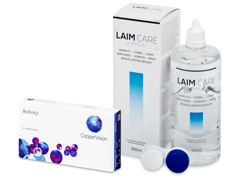 Biofinity (6 šošoviek) + roztok Laim Care 400 ml - Výhodný balíček