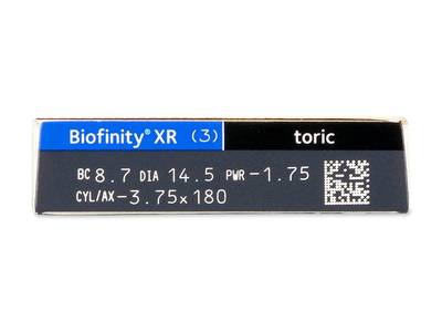 Biofinity XR Toric (3 šošovky) - Náhľad parametrov šošoviek